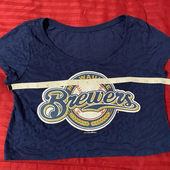Milwaukee Brewers retired Logo Burn Out Crop Top - Picture 6 of 8